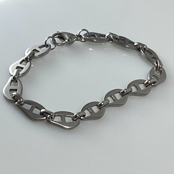 Mariner Coffee Bean Chain Link Bracelet Stainless Steel - Picture 6 of 10